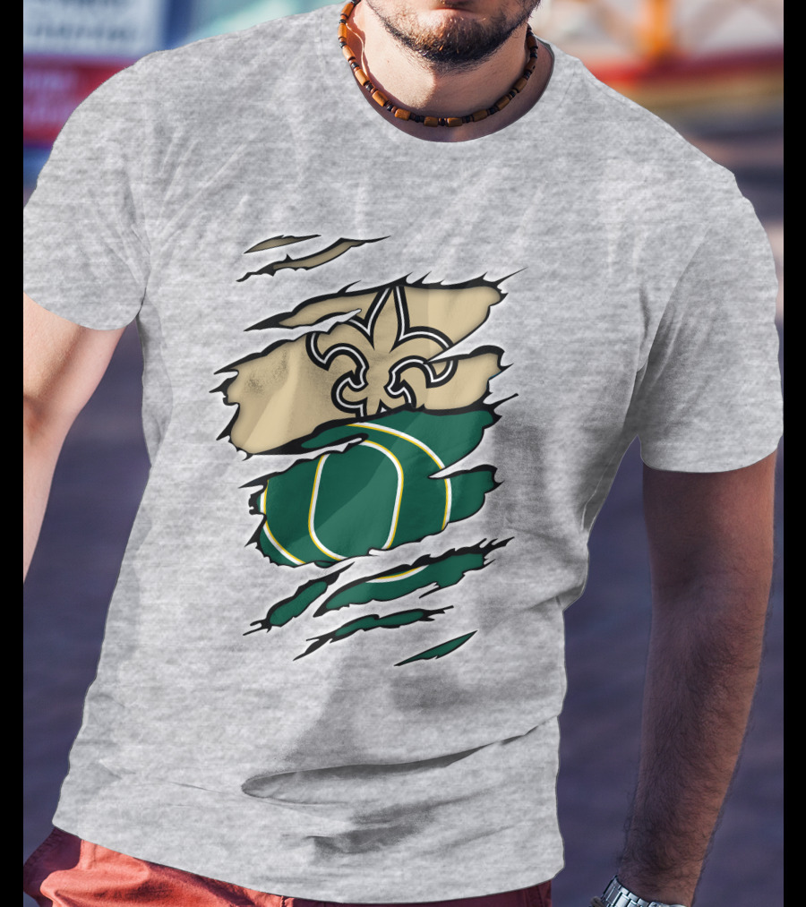 Saints Ducks Logo Fusion Fleur-de-Lis And Oregon Intertwined T-Shirt
