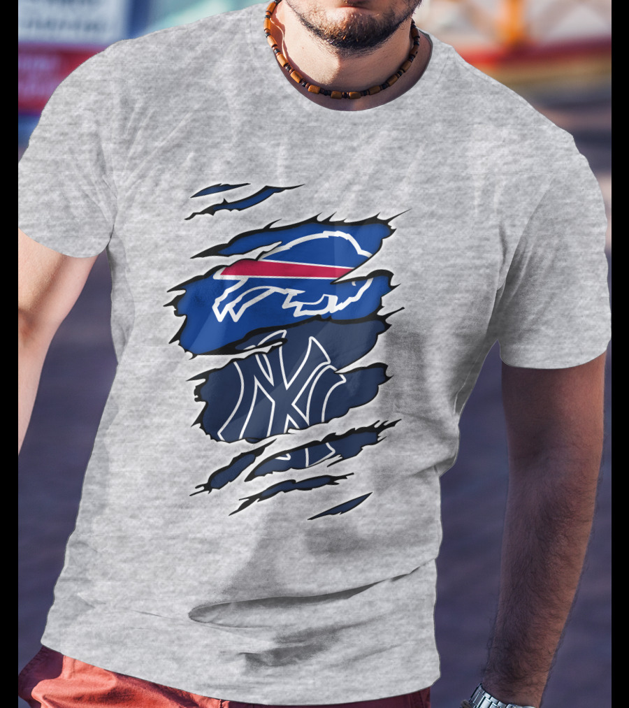 Buffalo Bills New York Yankees Ripped T-Shirt