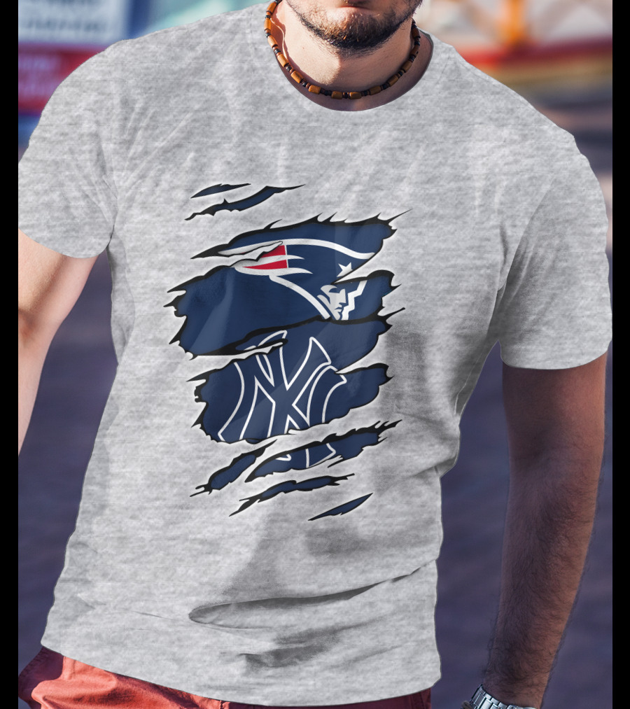 Patriots Yankees Fan Crossover Team Logos T-Shirt
