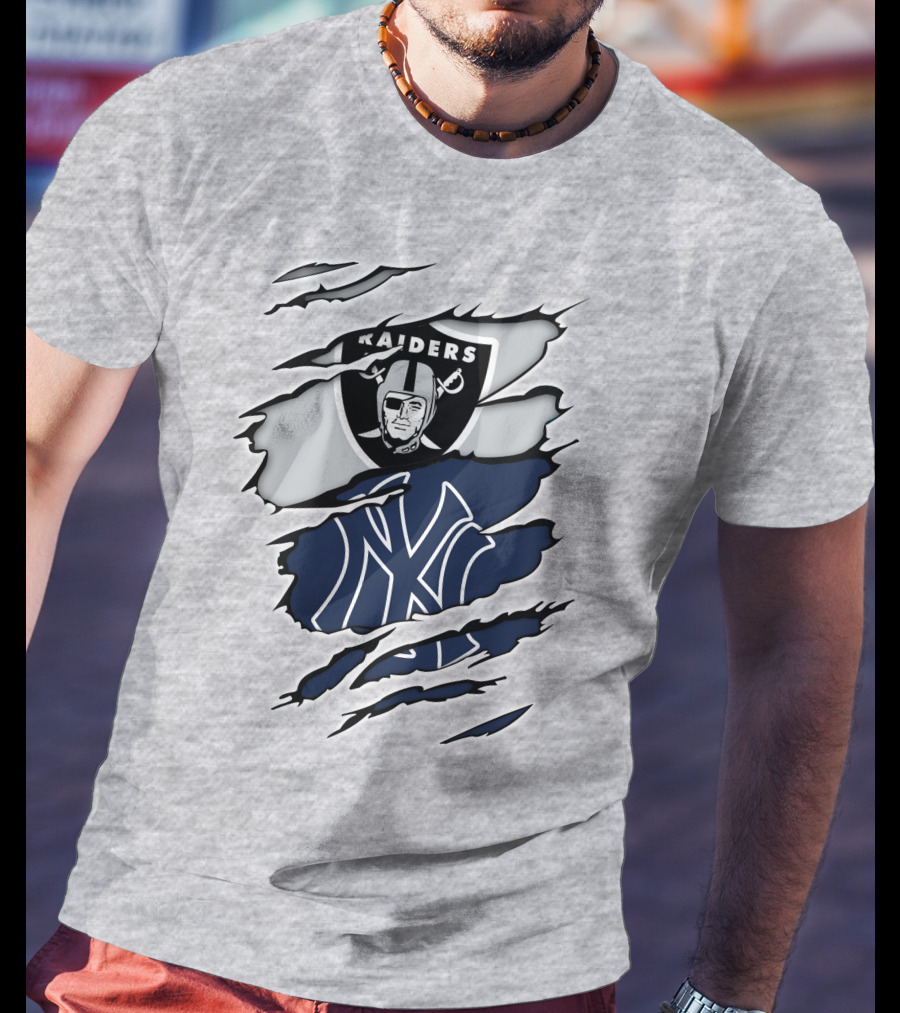 Raiders Yankees Collaboration Fan Support T-Shirt