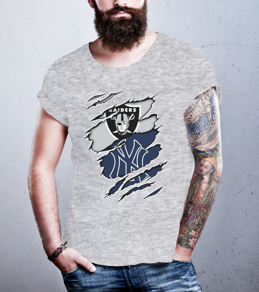 Raiders Yankees Collaboration Fan Support T-Shirt