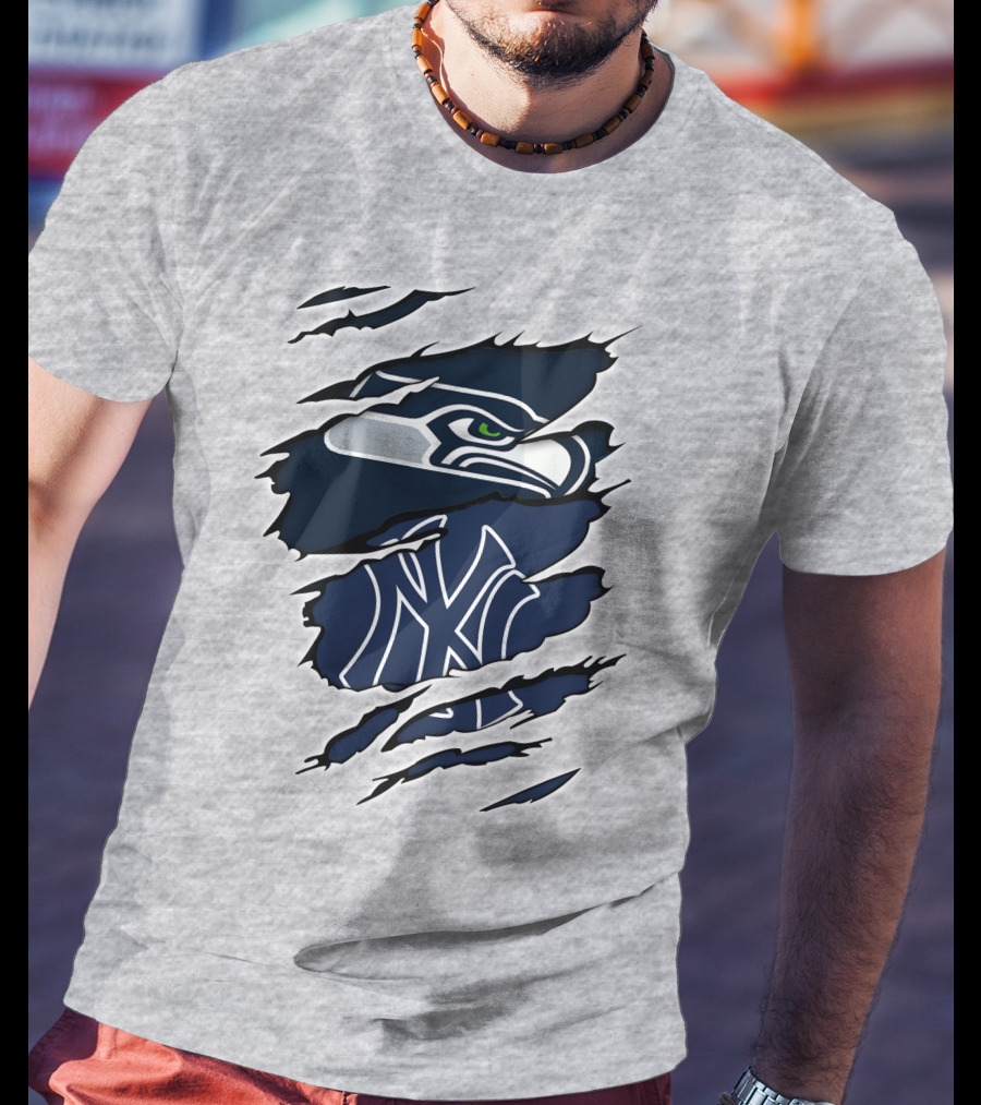 Seahawks Yankees Logo Crossover Claw Marks T-Shirt