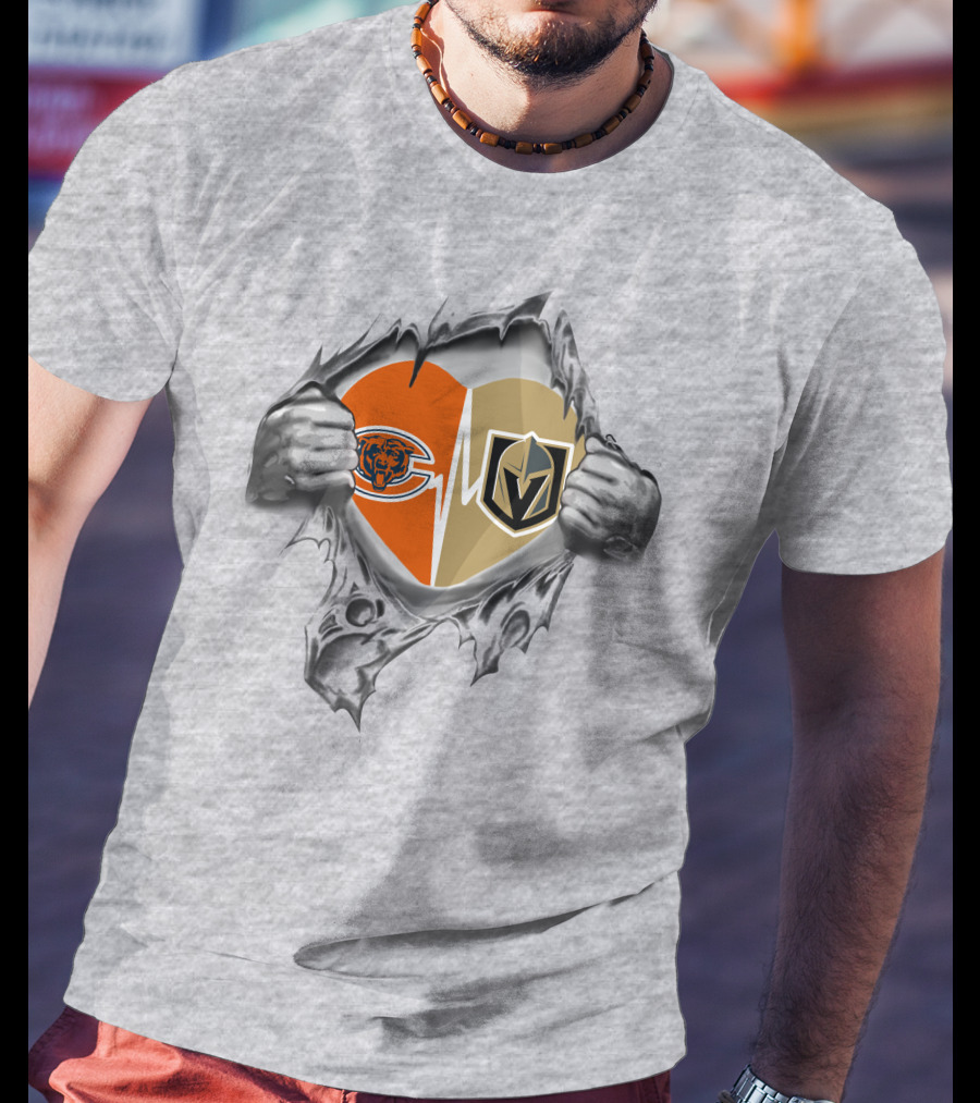 Golden Knights And Bears Heartbeat Loyalty Football Hockey Passion T-Shirt