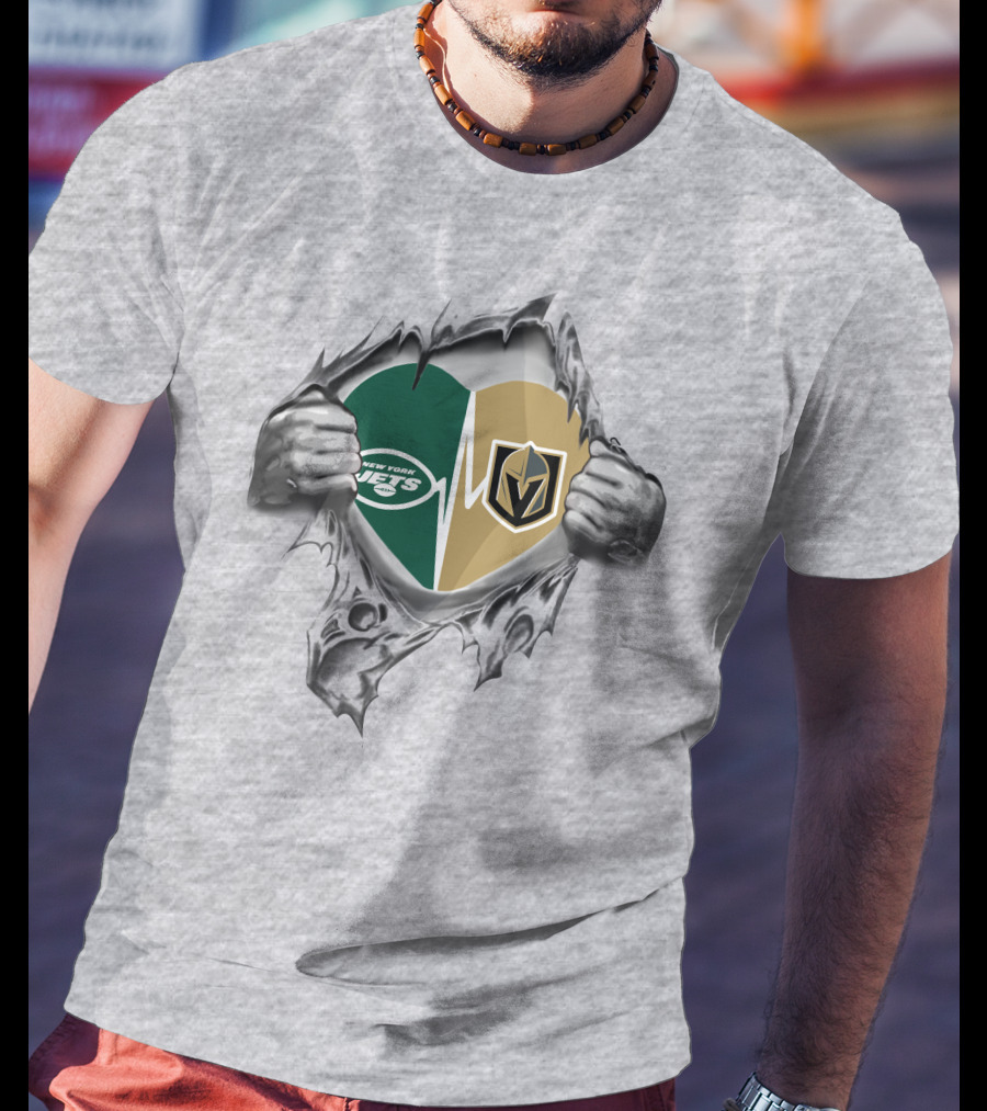 Golden Knights New York Jets Heartbeat Passion T-Shirt