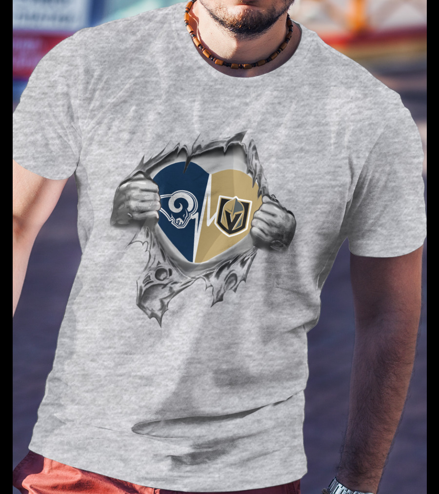Golden Knights Rams Heart Vintage Tear T-Shirt