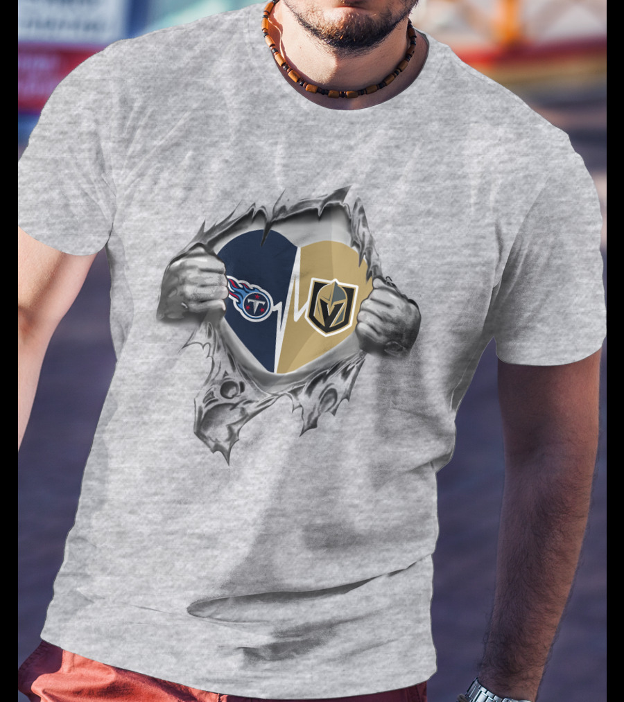Golden Knights Titans Heartbeat Symbol In My Heart T-Shirt