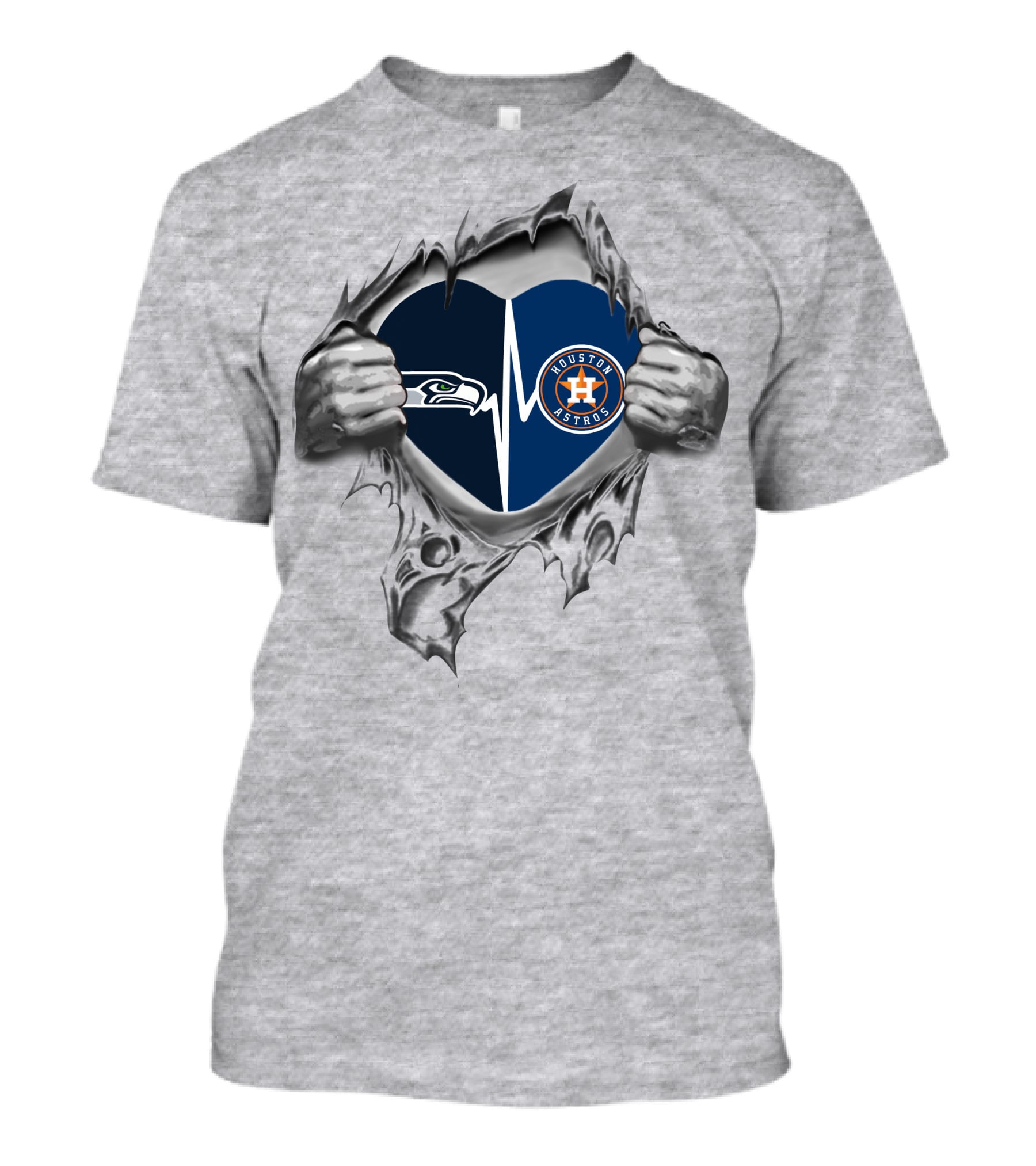 Houston Astros Seahawks Heart Tearing T-Shirt