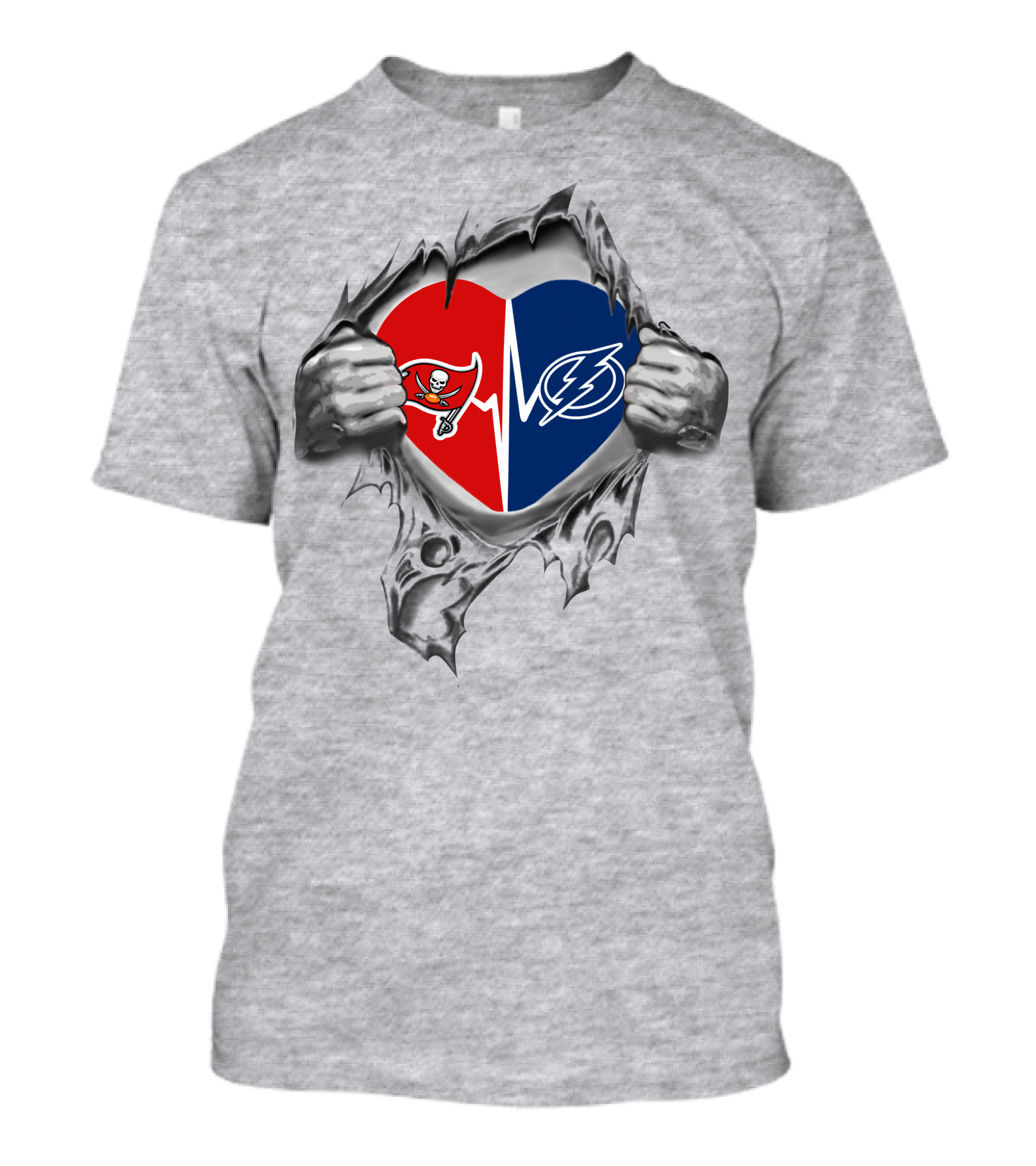 Buccaneers Lightning Heart Rip Design Competitor Spirit T-Shirt