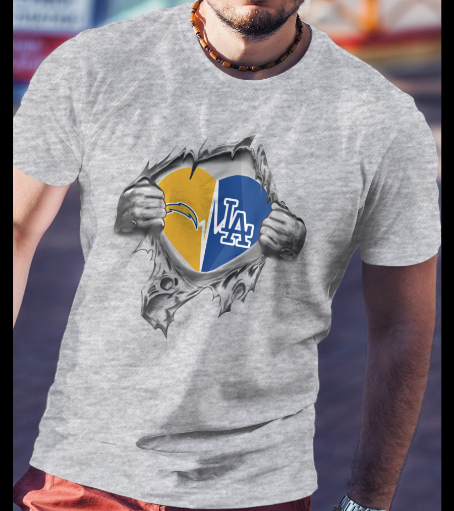 Chargers Dodgers Heartbeat Loyalty With Symbolic Heart T-Shirt