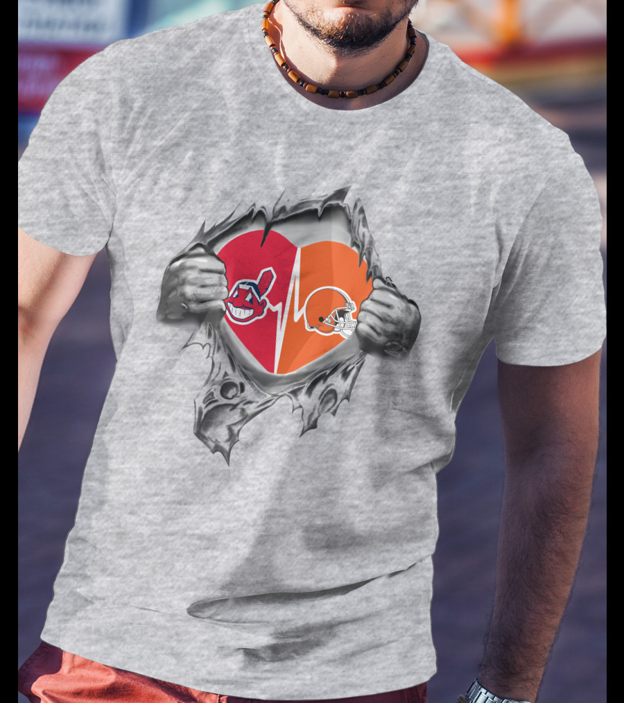Indian Browns It's In My Heart Dual Logo Heartbeat T-Shirt