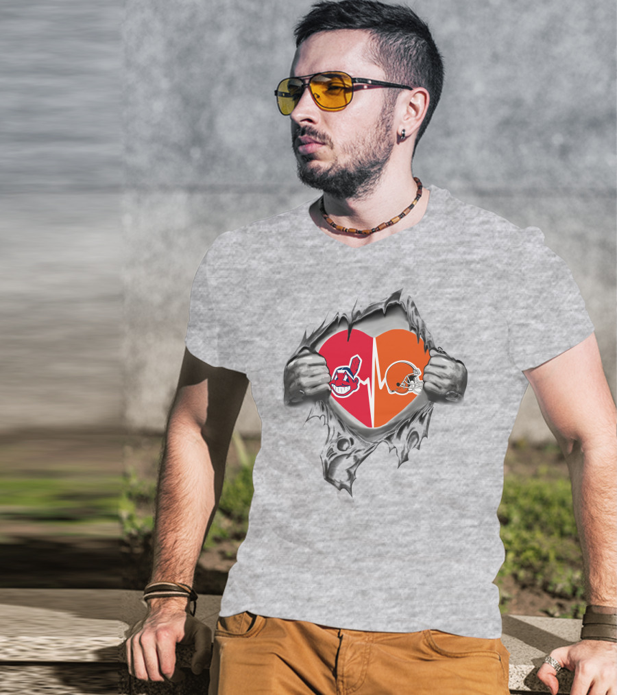Indian Browns It's In My Heart Dual Logo Heartbeat T-Shirt