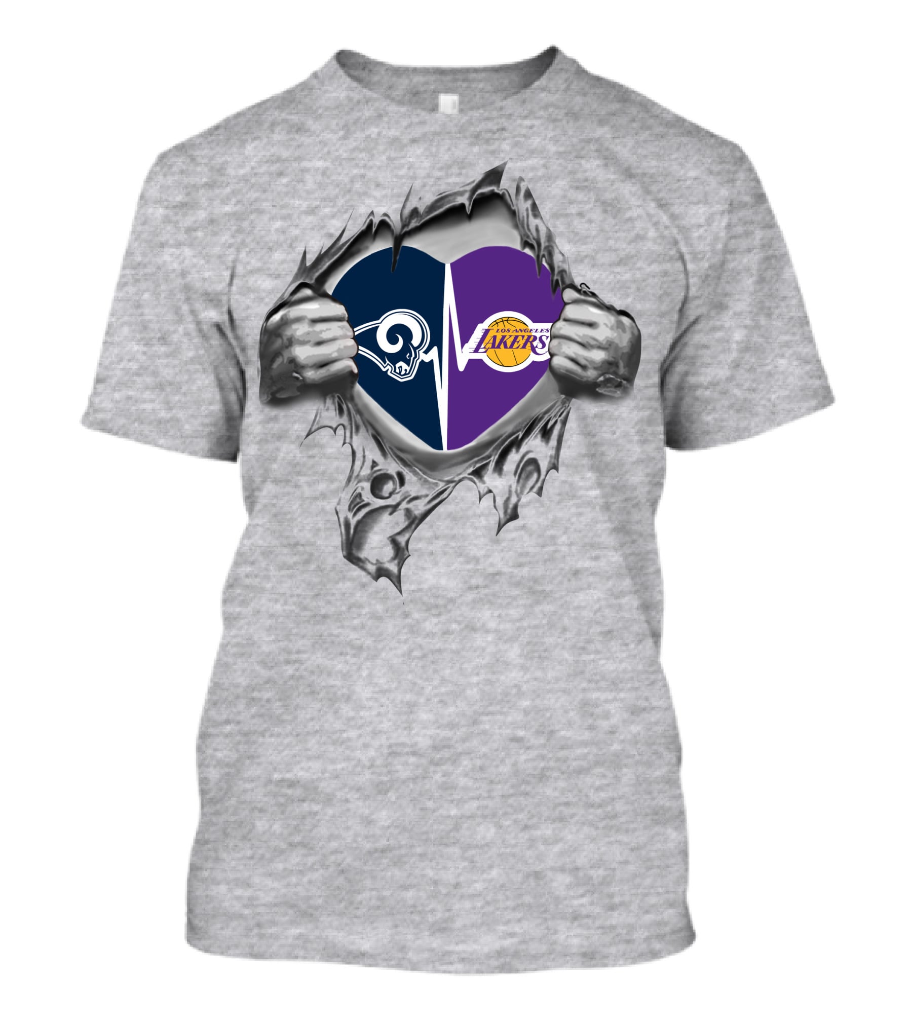 Los Angeles Rams Lakers Heart Logo Fan Loyalty T-Shirt