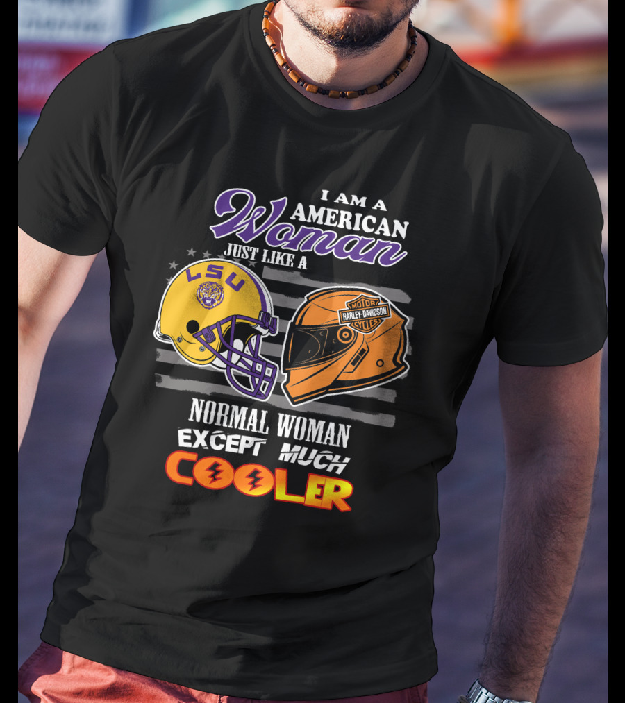 Lsu Tigers American Woman Harley Davidson Cooler Helmet T-Shirt