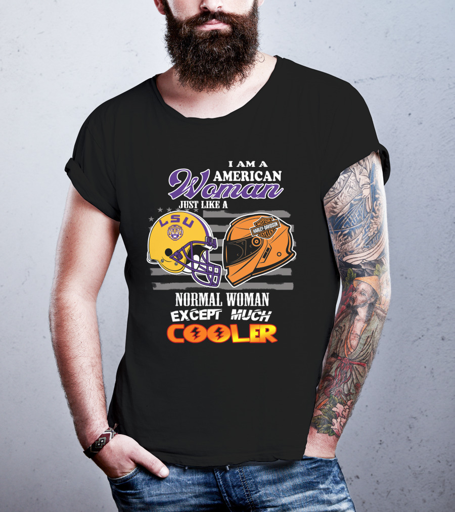 Lsu Tigers American Woman Harley Davidson Cooler Helmet T-Shirt
