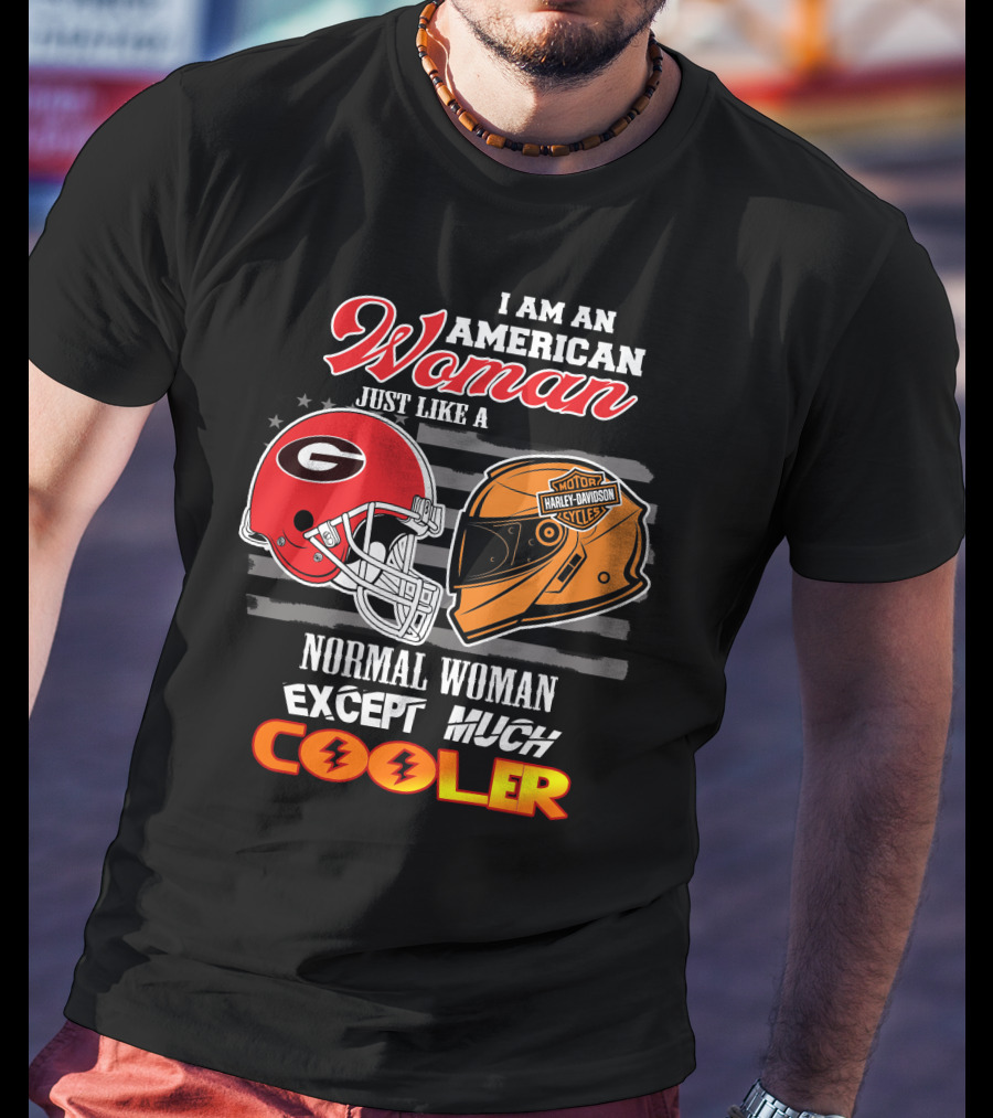 Georgia Bulldogs Harley Davidson American Woman Cooler Helmet T-Shirt