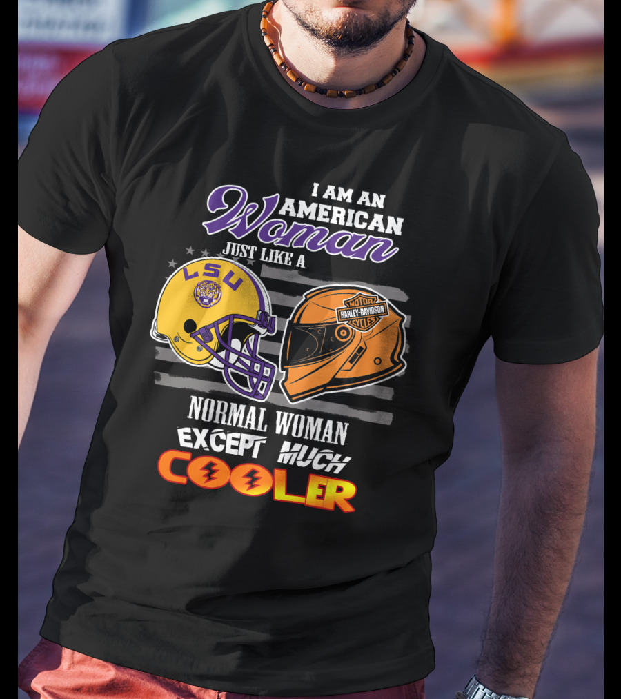American Woman Lsu Tigers Harley Davidson Cooler T-Shirt
