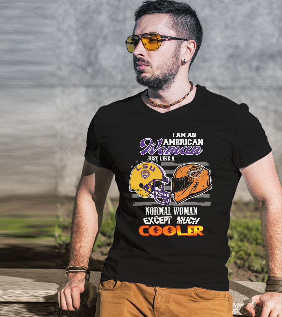 American Woman Lsu Tigers Harley Davidson Cooler T-Shirt