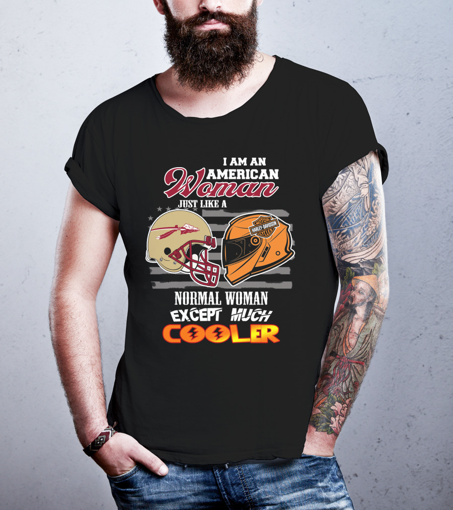 American Woman Harley Davidson Seminoles Helmet Cooler T-Shirt