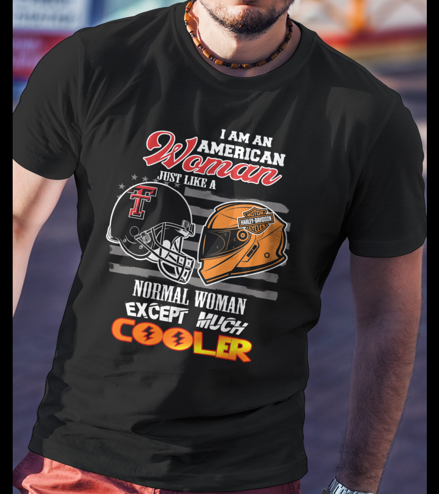 American Woman Texas Tech Harley Davidson Helmet Cooler T-Shirt
