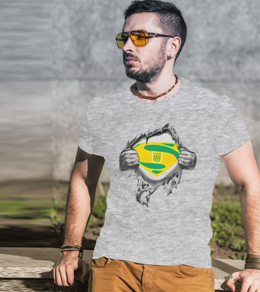 FC Nantes Super Man Emblem Tear Reveal T-Shirt