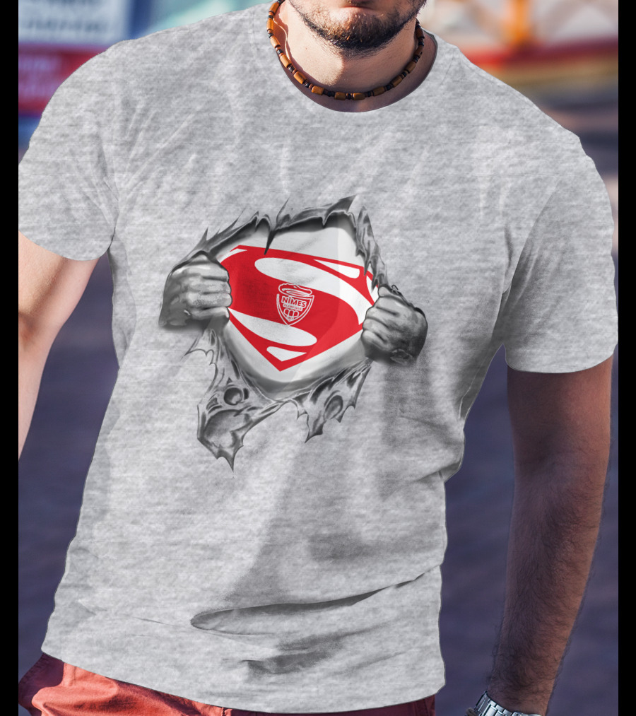 Nimes Olympique Superman Logo Reveal T-Shirt