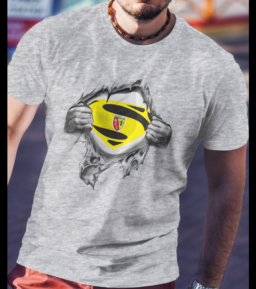 RC Lens Superman Shield Emblem With Hands Ripped T-Shirt