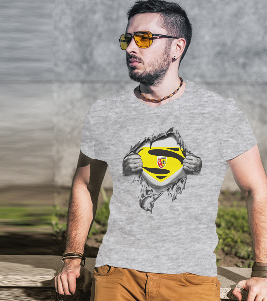 RC Lens Superman Shield Emblem With Hands Ripped T-Shirt