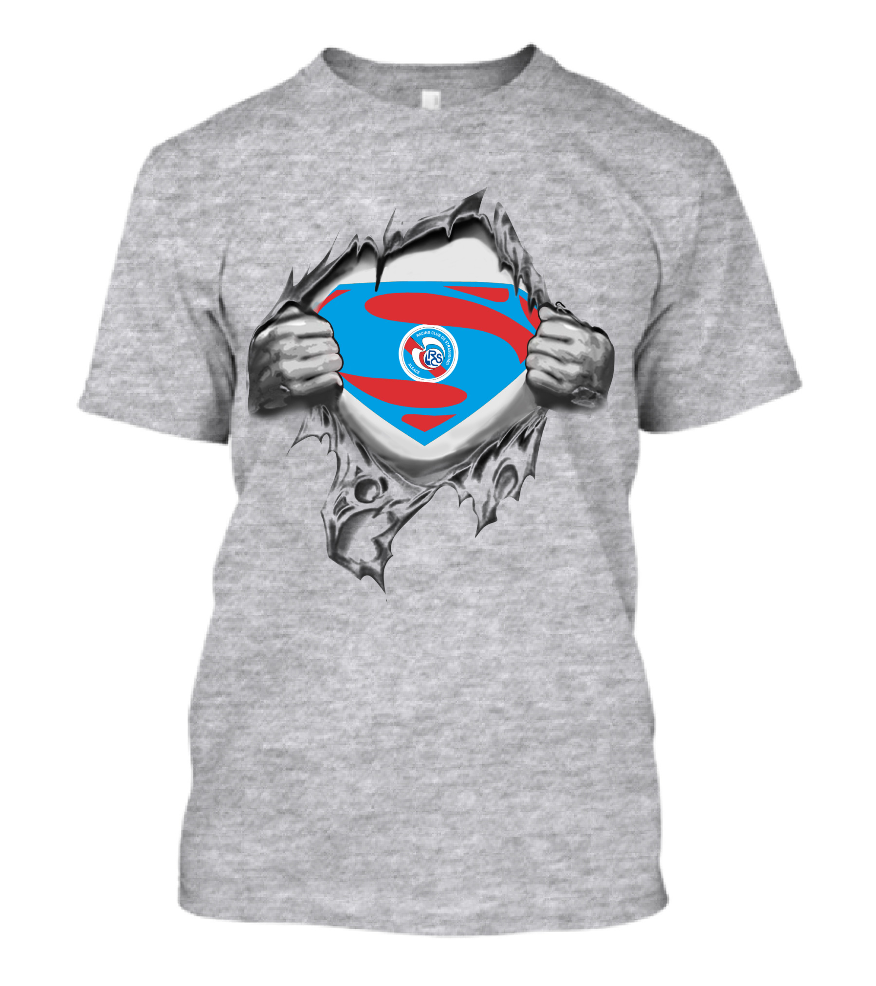 Rc Strasbourg Alsace Superman Logo Rip T-Shirt