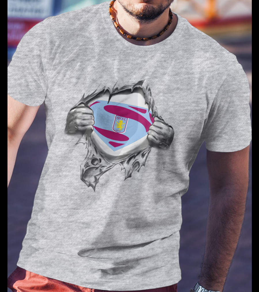 Aston Villa FC Superman Shield With Crest T-Shirt