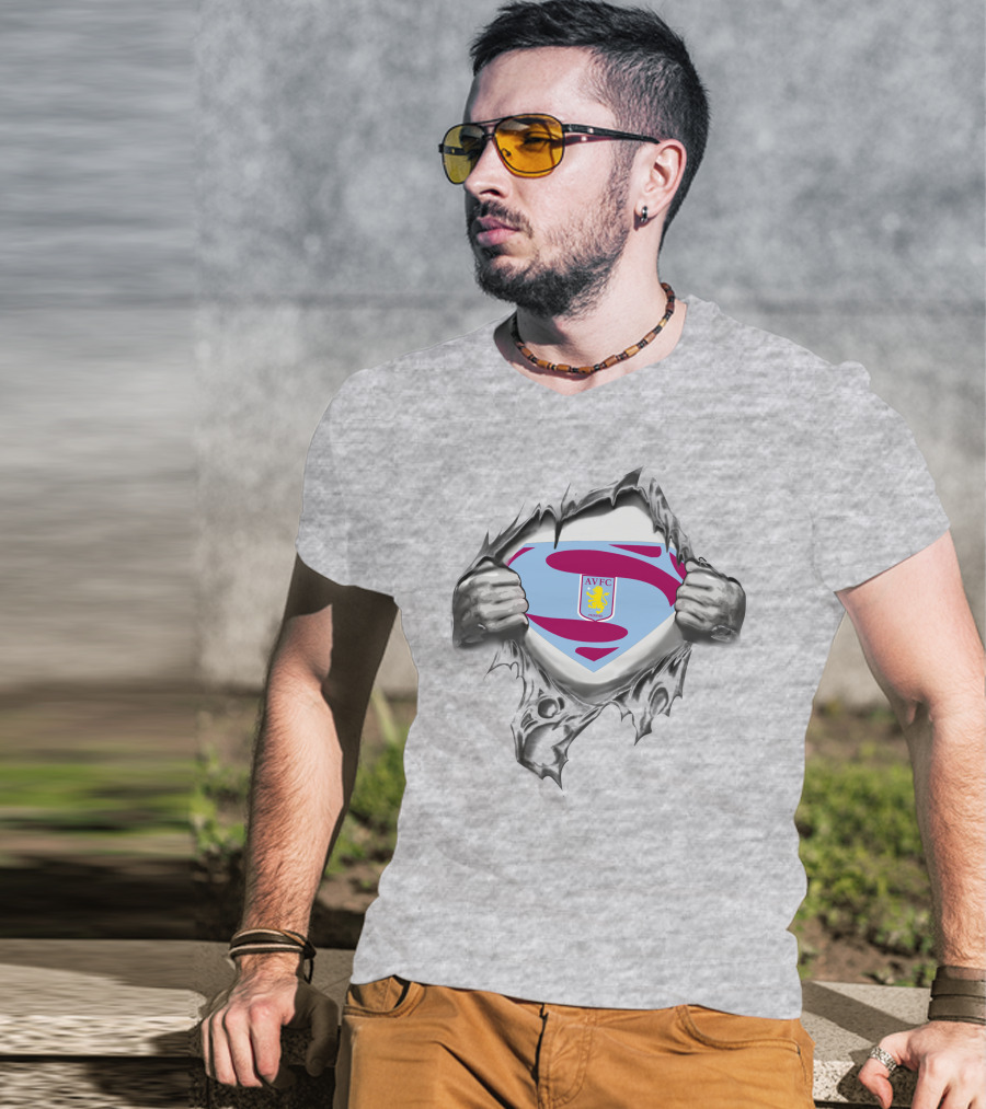 Aston Villa FC Superman Shield With Crest T-Shirt