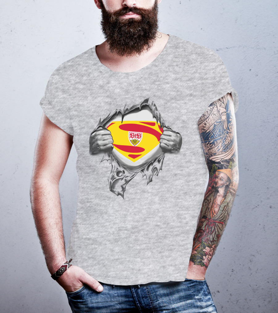 VfB Stuttgart Superman Shield Ripped Jersey T-Shirt