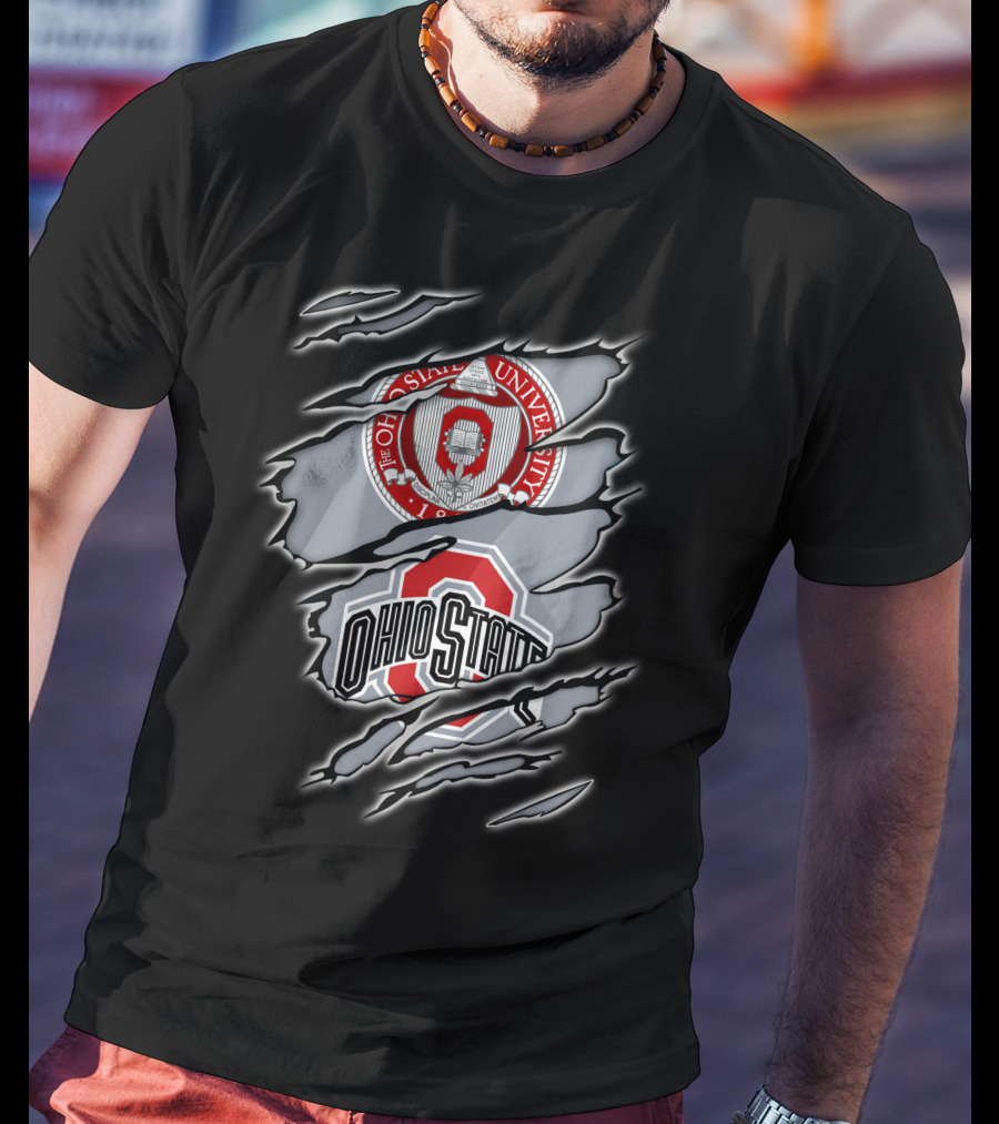 NCAA Ohio State University Emblem With Claw Marks T-Shirt