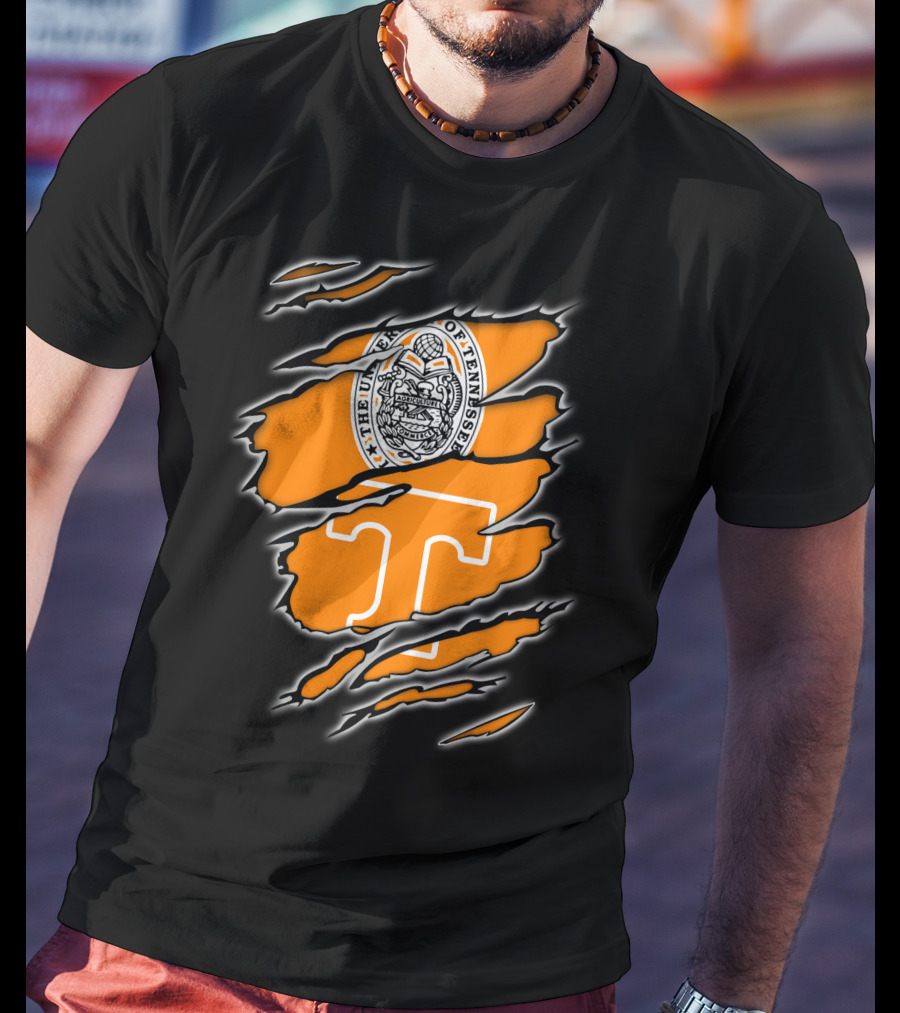 NCAA Tennessee Volunteers University Of Tennessee Seal And T Logo Orange Claw Marks T-Shirt