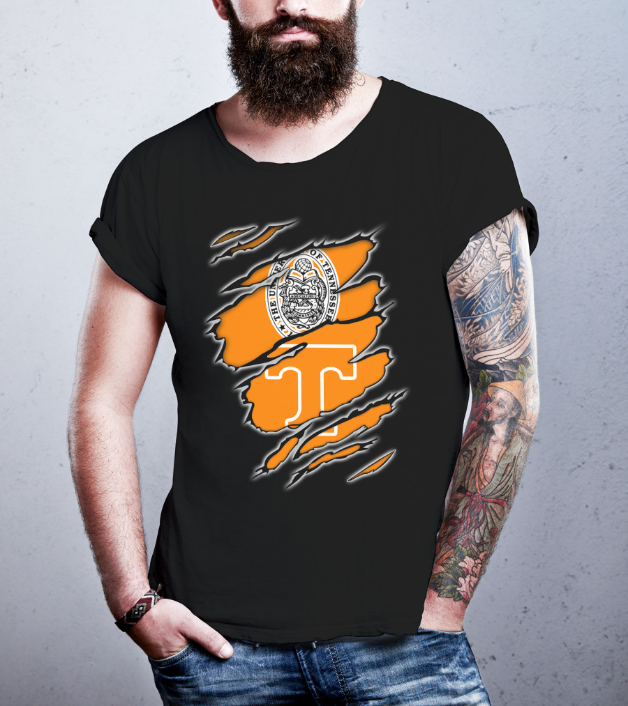 NCAA Tennessee Volunteers University Of Tennessee Seal And T Logo Orange Claw Marks T-Shirt