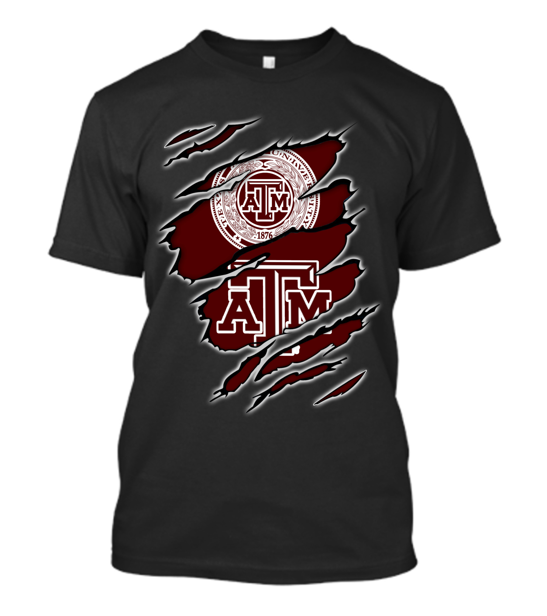 NCAA Texas AM University Aggies Emblem 1876 Claw Marks T-Shirt