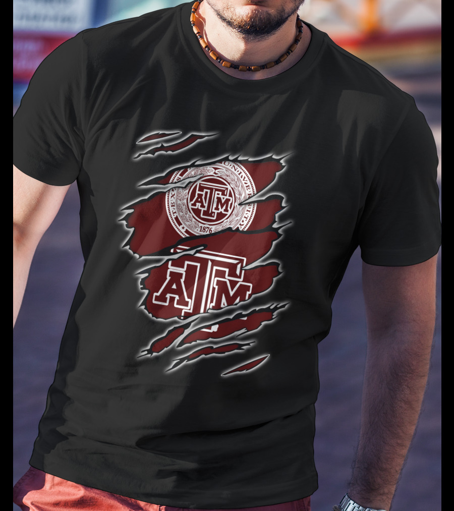 NCAA Texas AM University Aggies Emblem 1876 Claw Marks T-Shirt