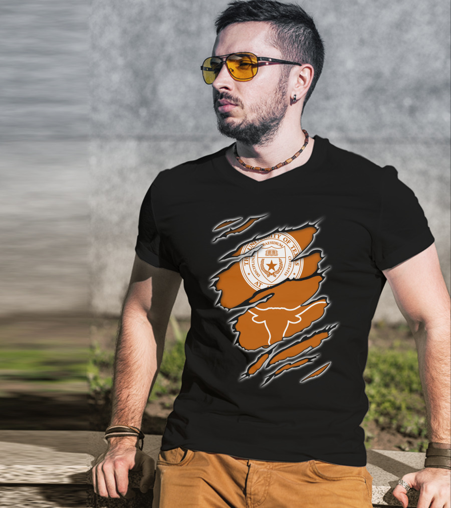 University Of Texas Longhorn NCAA Emblem Claw Marks T-Shirt