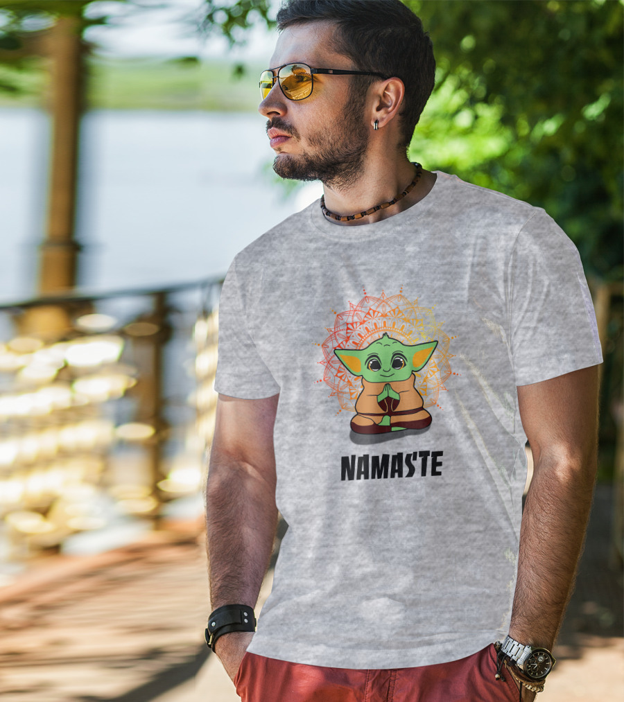 Baby Yoda Namaste Meditate Mandala T-Shirt