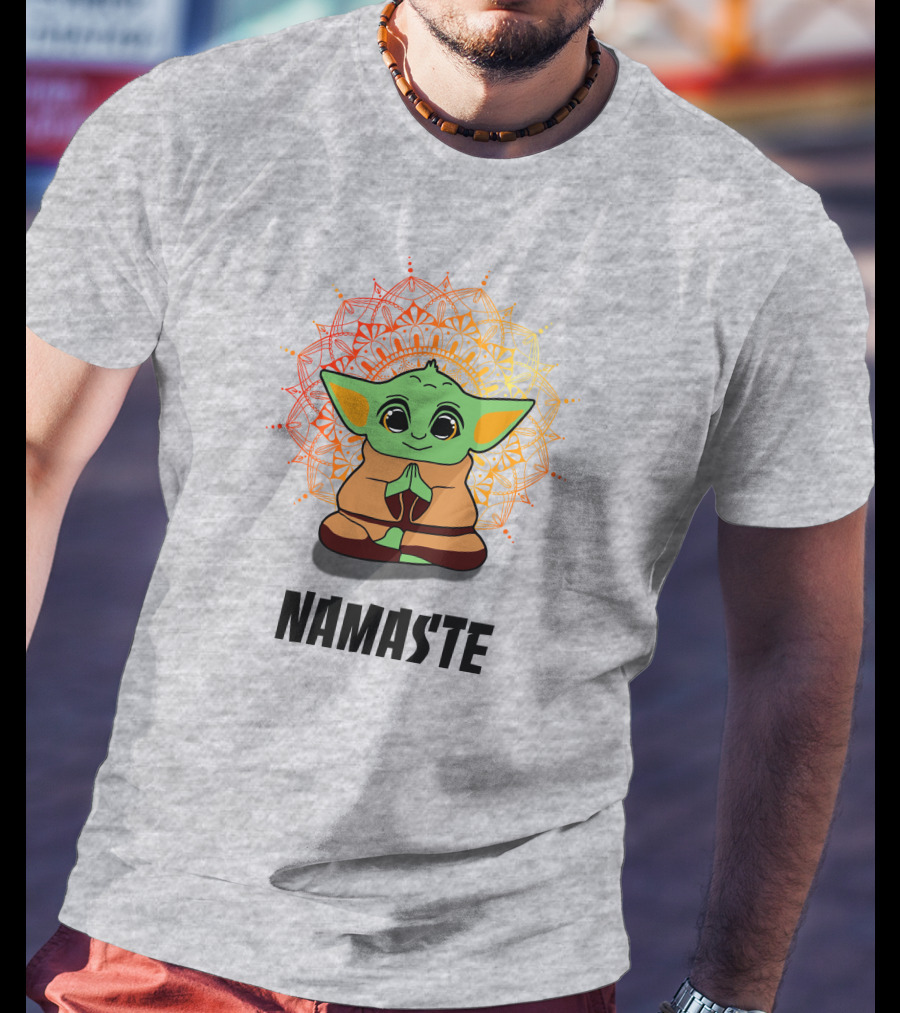 Baby Yoda Namaste Meditate Mandala T-Shirt