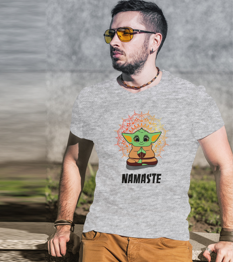 Baby Yoda Namaste Meditate Mandala T-Shirt