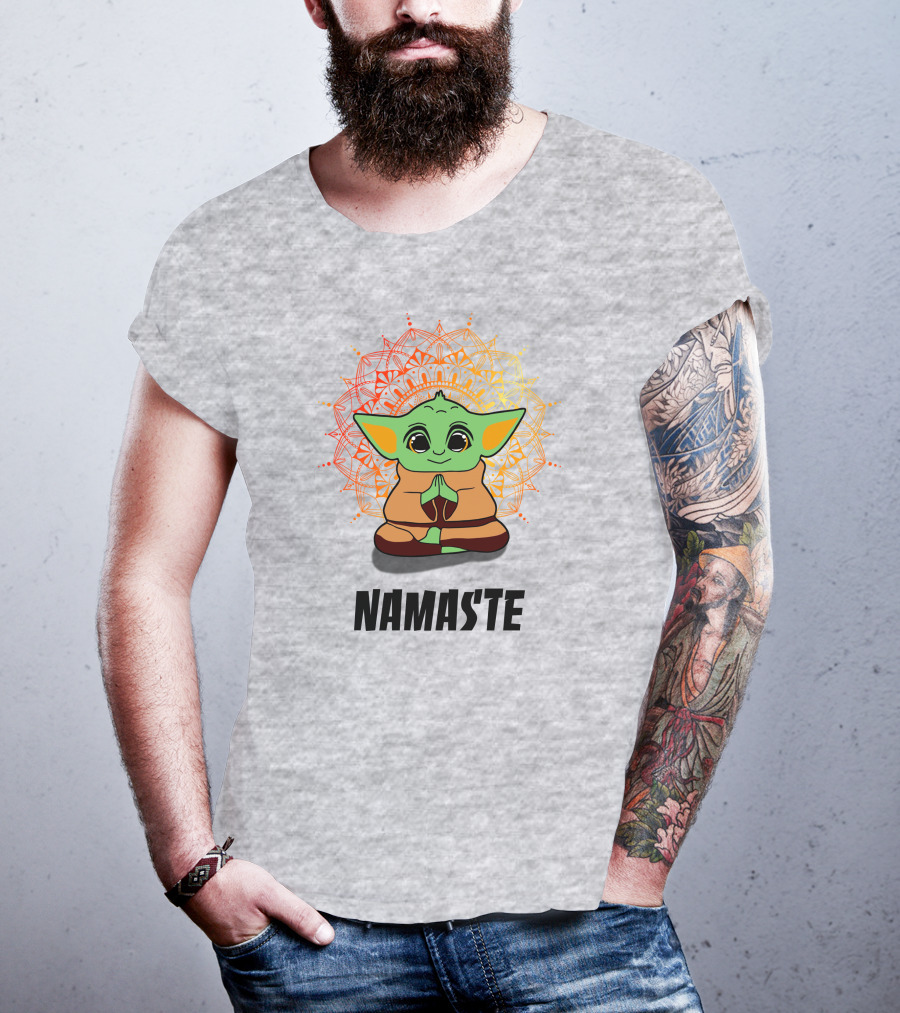 Baby Yoda Namaste Meditate Mandala T-Shirt