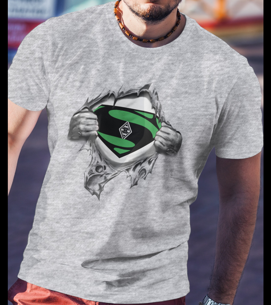 Borussia Monchengladbach B Logo Superman Crest Reveal Iconic Heroic T-Shirt