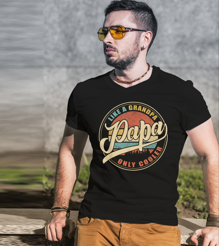 Vintage Papa Like A Grandpa Only Cooler T-Shirt