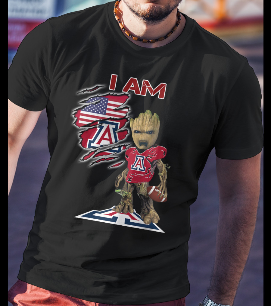 I Am Arizona Baby Groot University Of Arizona Wildcats Football Fan T-Shirt