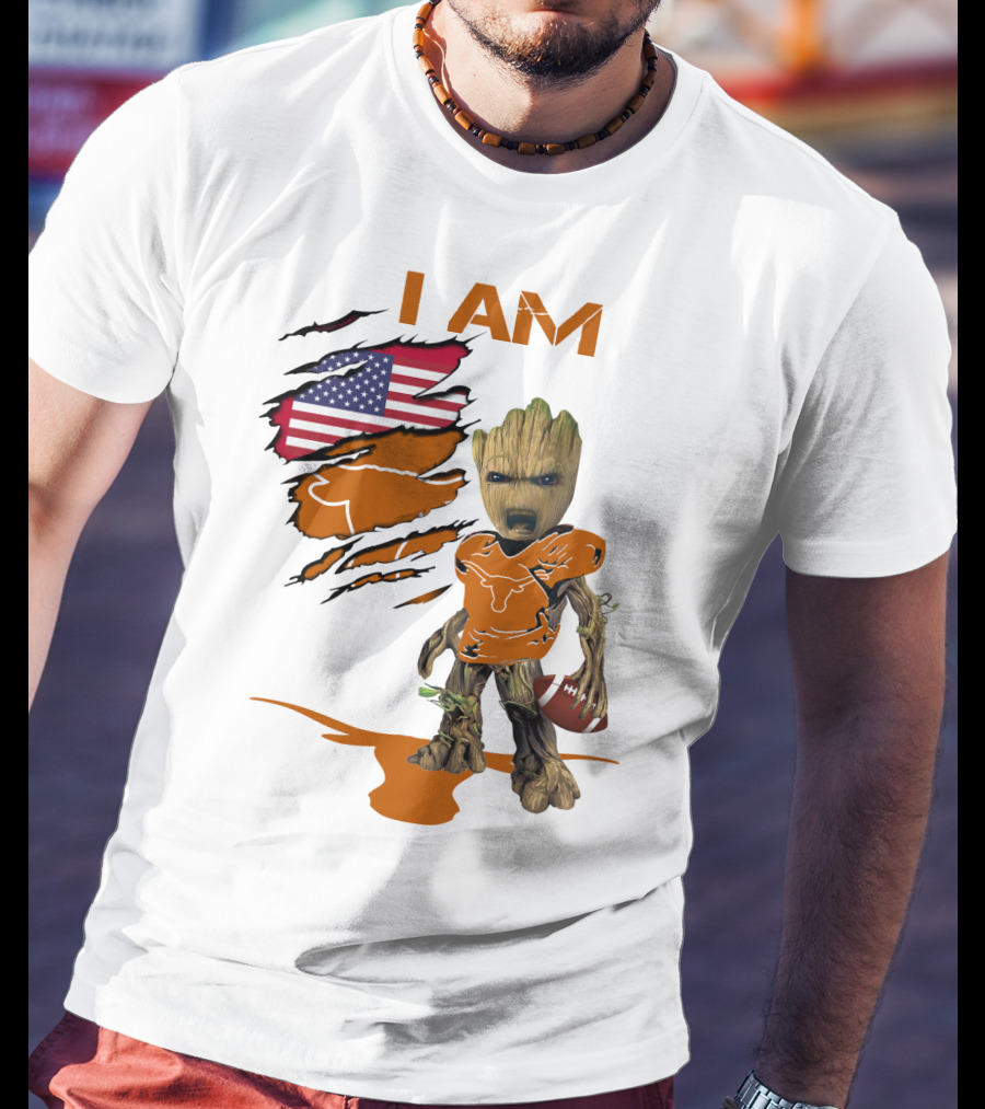 I AM Baby Groot Longhorns American Football T-Shirt