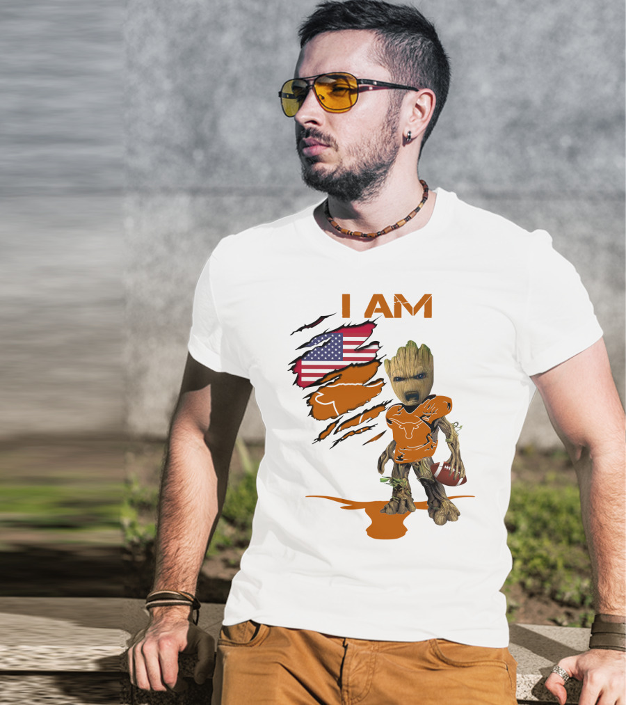 I AM Baby Groot Longhorns American Football T-Shirt