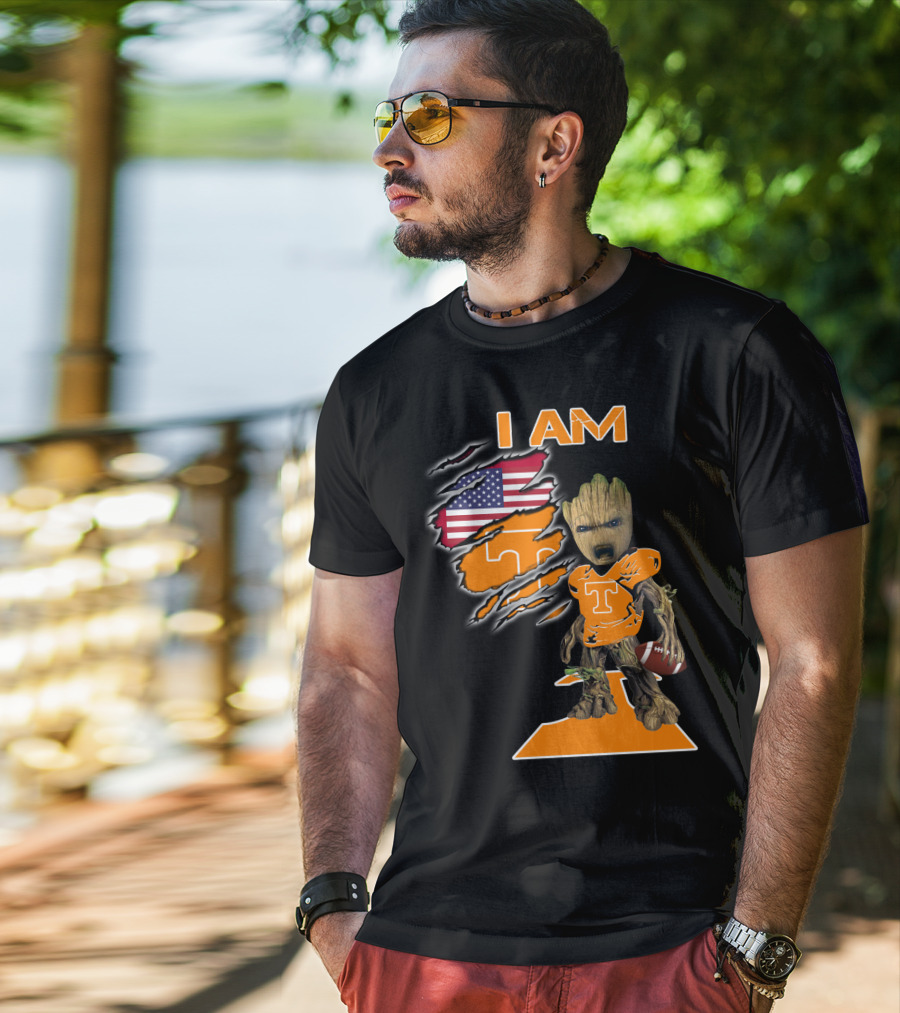 I Am Groot Tennessee Football T-Shirt American Flag T-Shirt