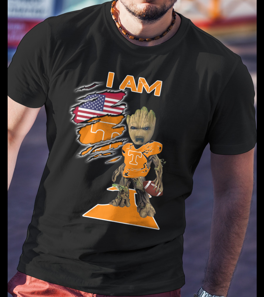 I Am Groot Tennessee Football T-Shirt American Flag T-Shirt