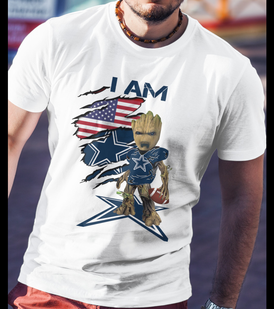I Am Cowboys Baby Groot Star Football T-Shirt