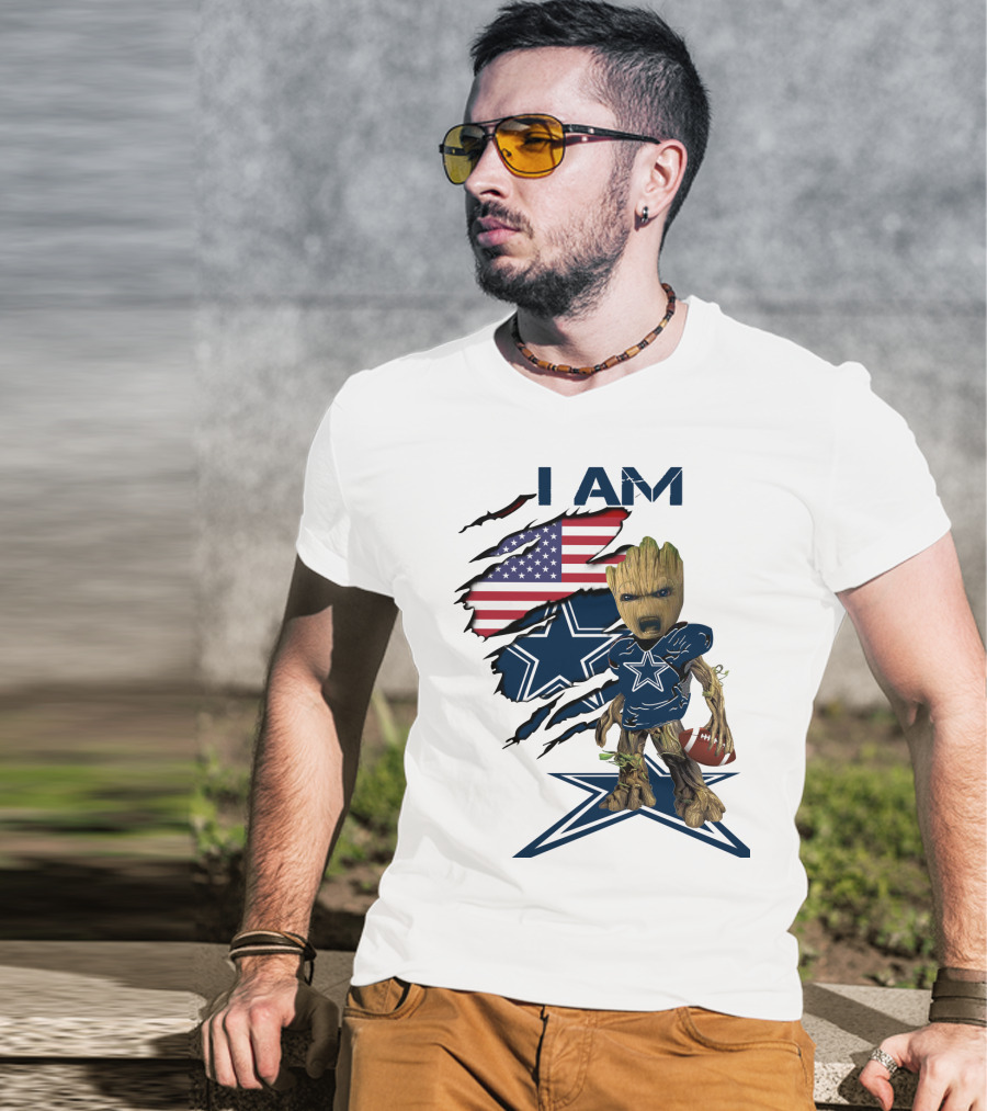 I Am Cowboys Baby Groot Star Football T-Shirt